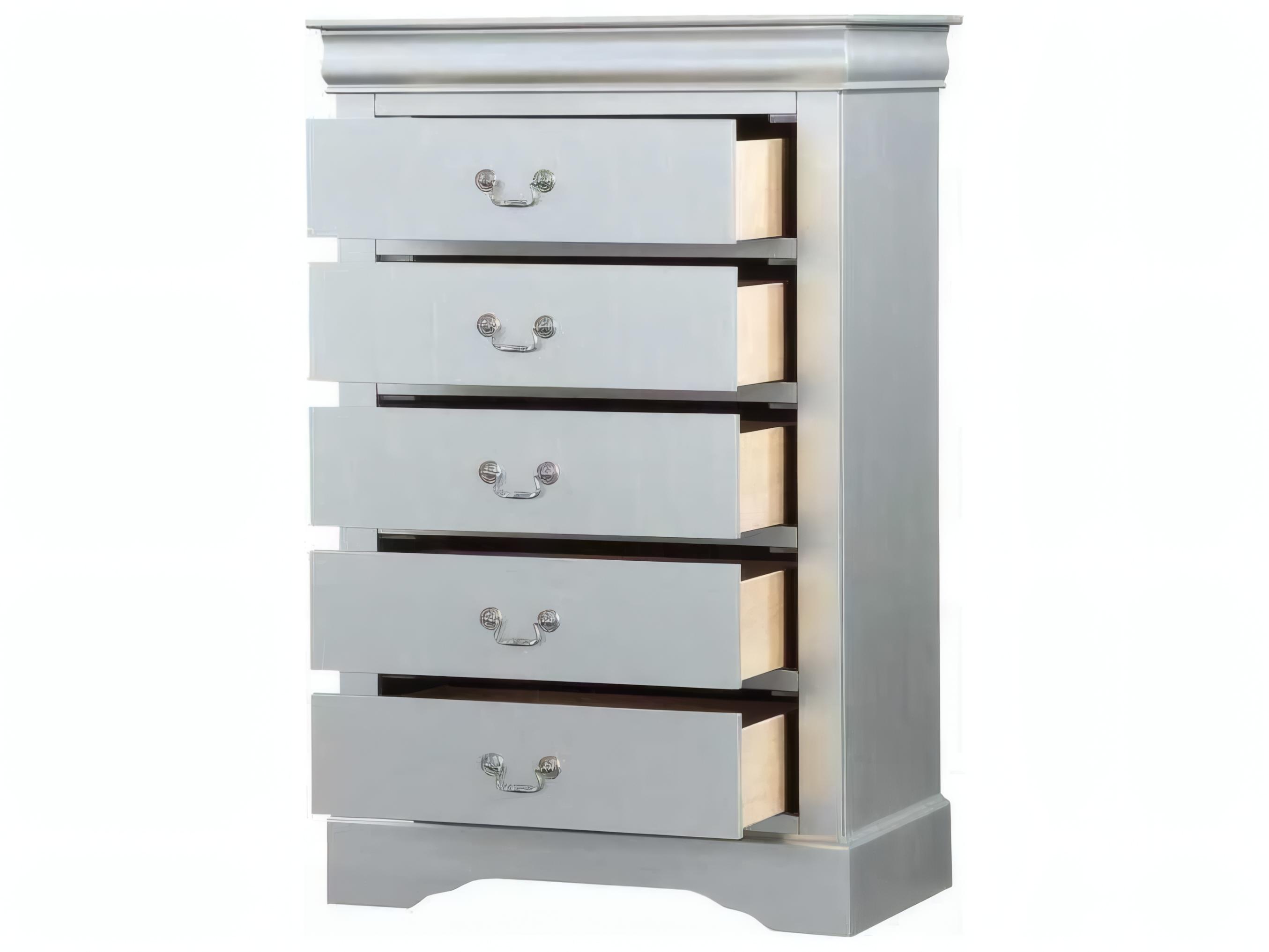 Acme Furniture Louis Philippe Platinum Silver Pine Wood Accent Chest
