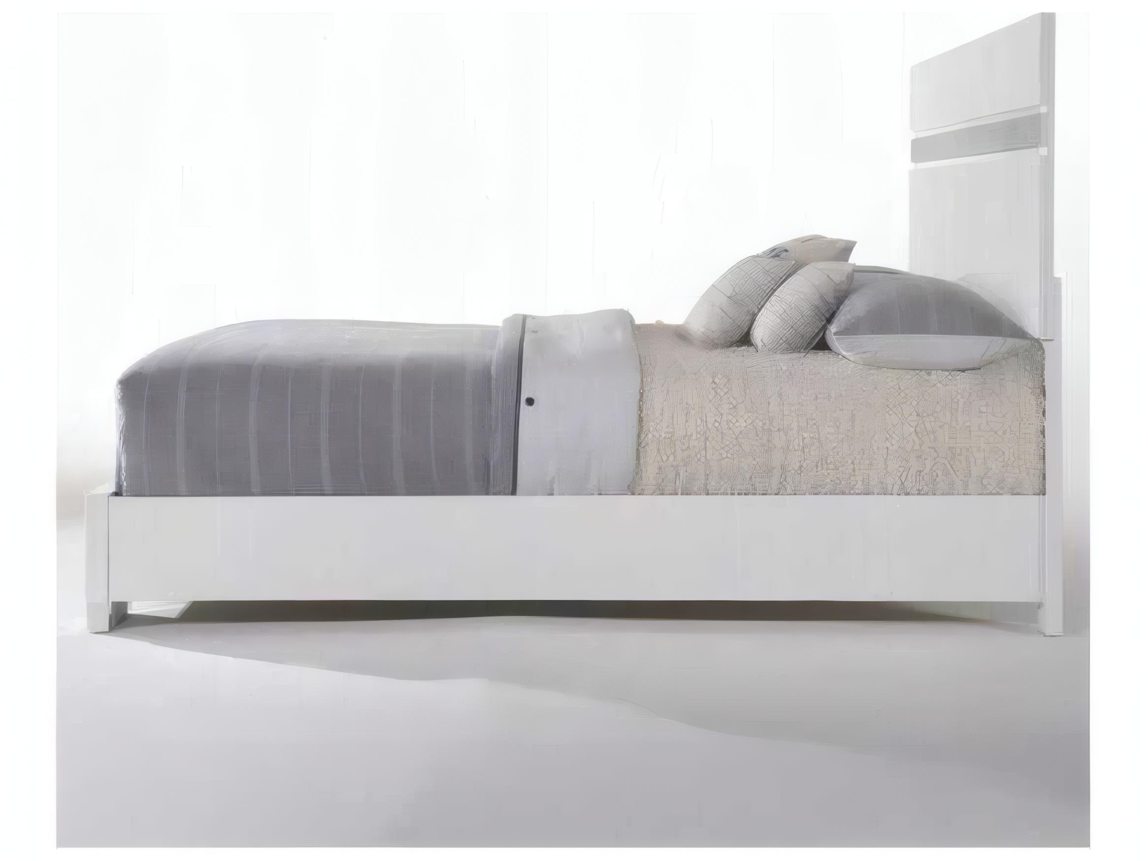 Acme Furniture Naima White High Gloss Rubberwood Wood King Platform Bed