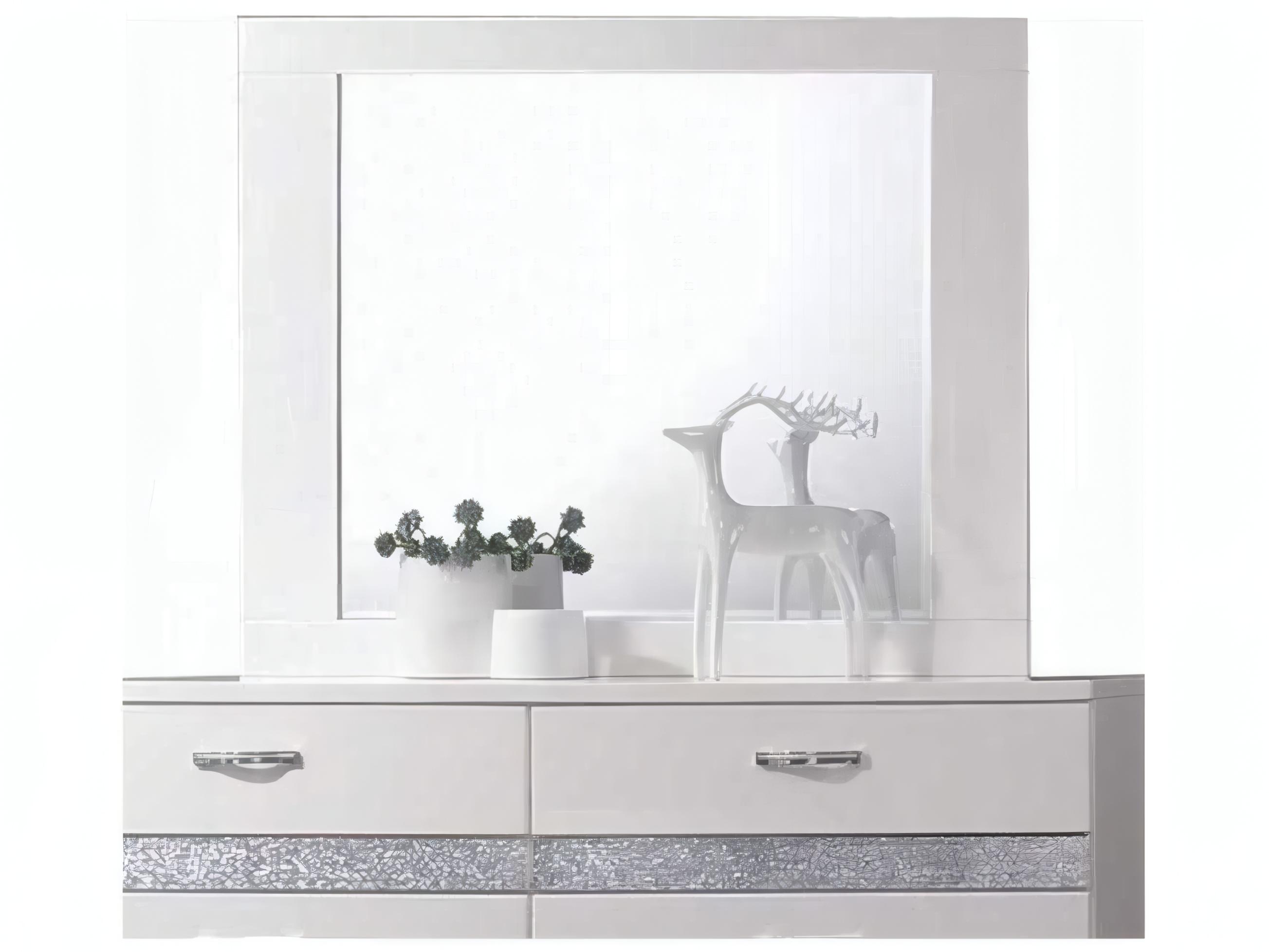 Acme Furniture Naima White High Gloss Rectangular Wall Mirror