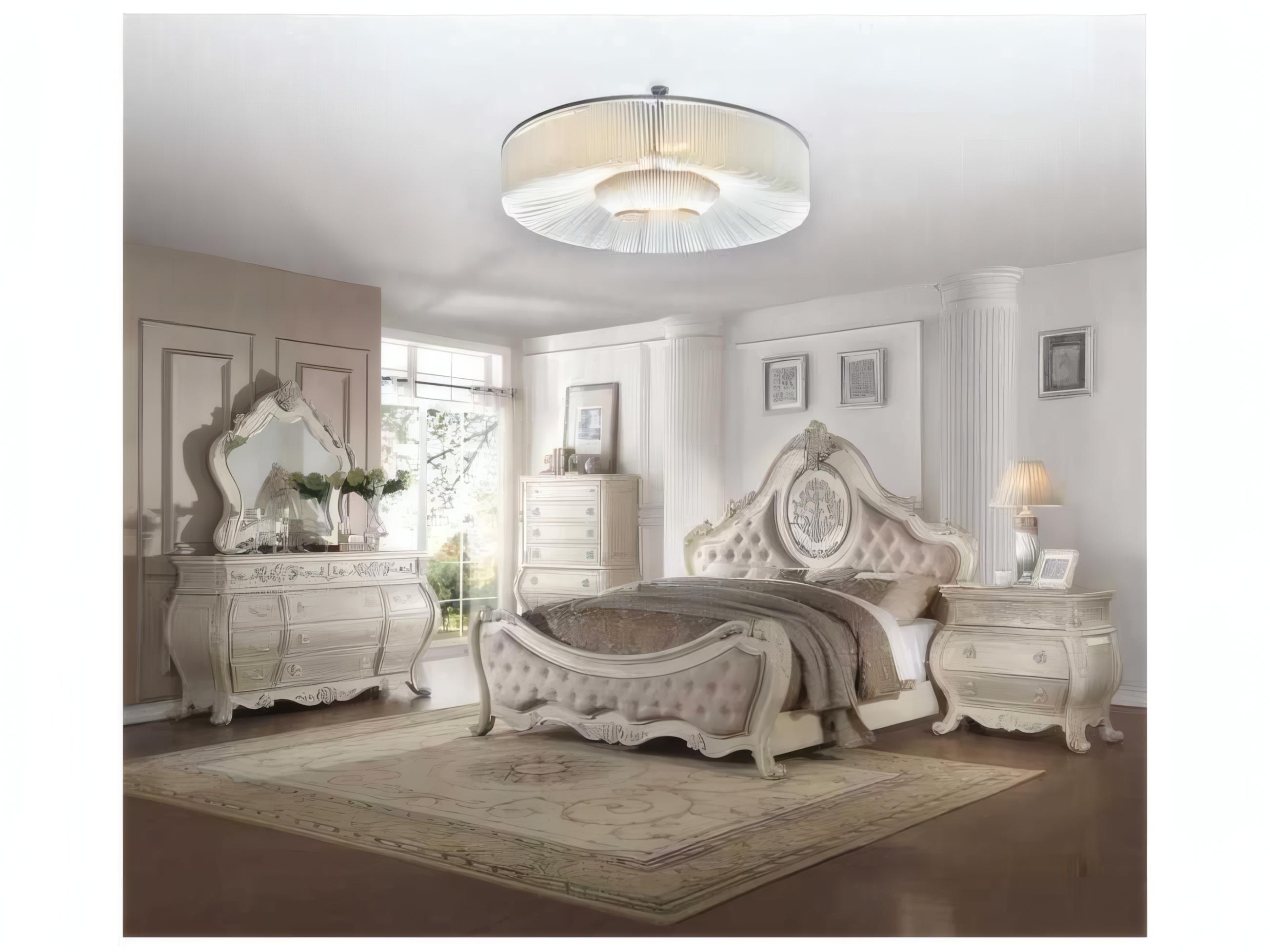 Acme Furniture Ragenardus Antique White Wall Mirror