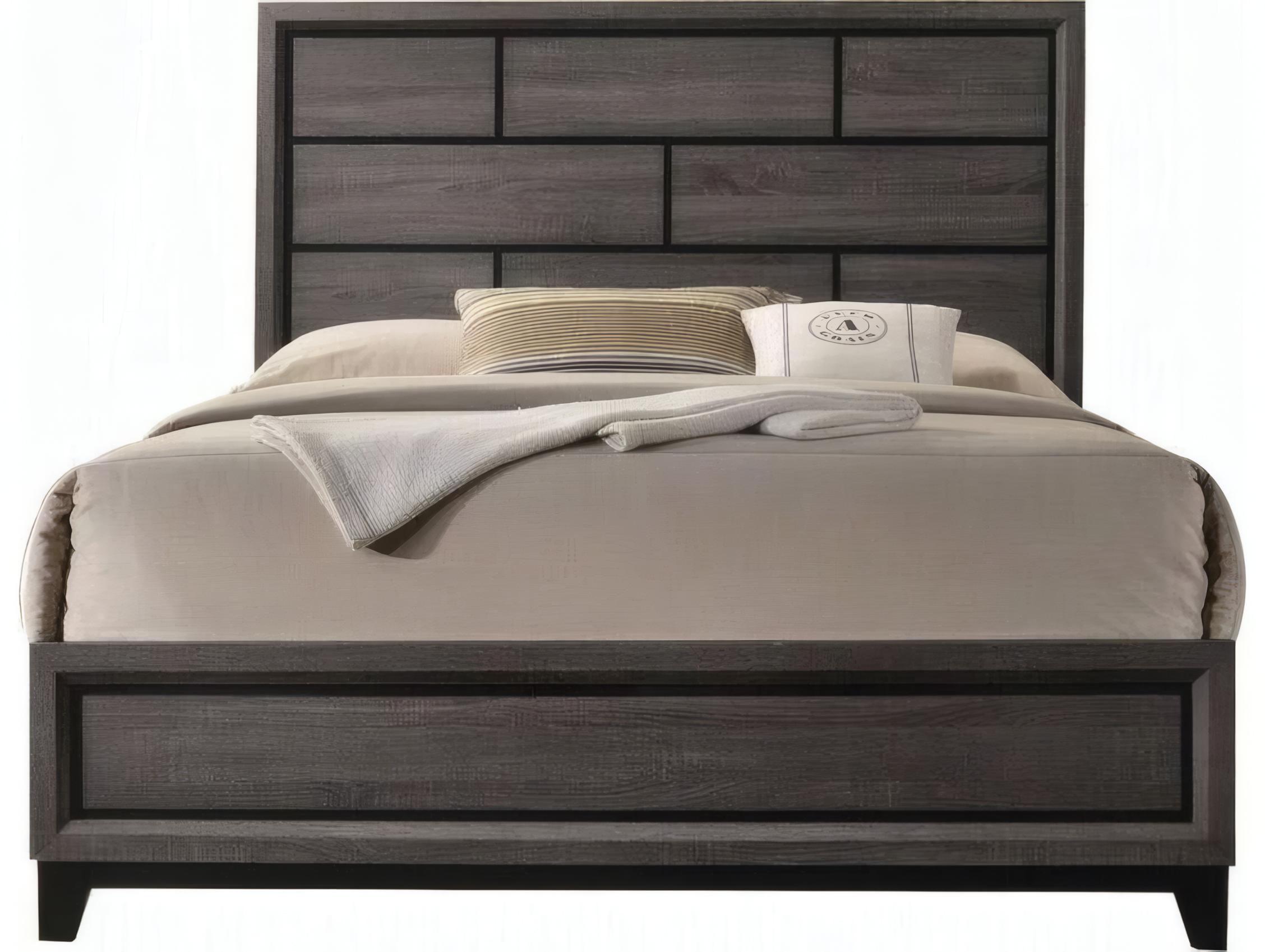 Acme Furniture Valdemar Weathered Gray Plywood Wood King Platform Bed