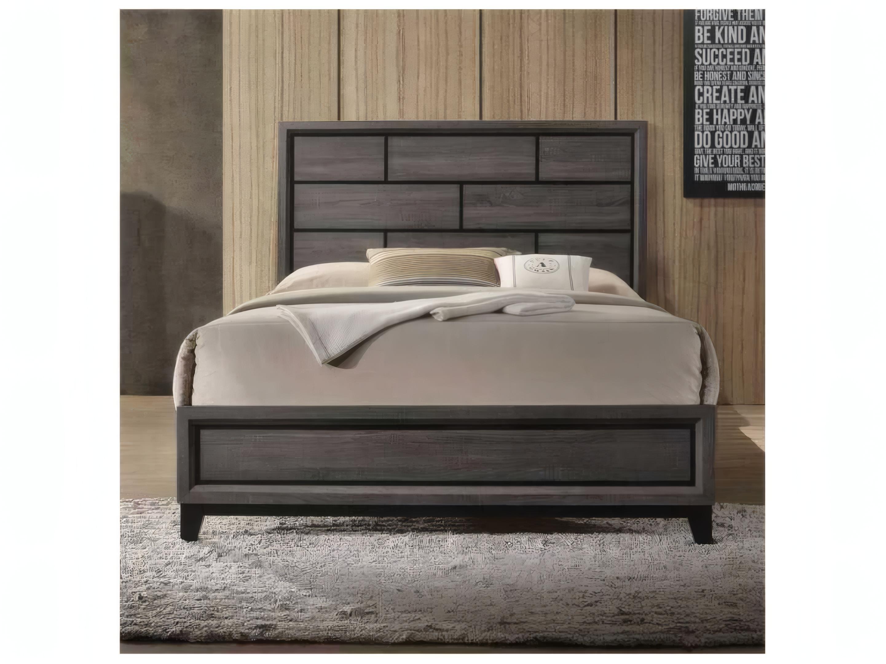 Acme Furniture Valdemar Weathered Gray Plywood Wood King Platform Bed