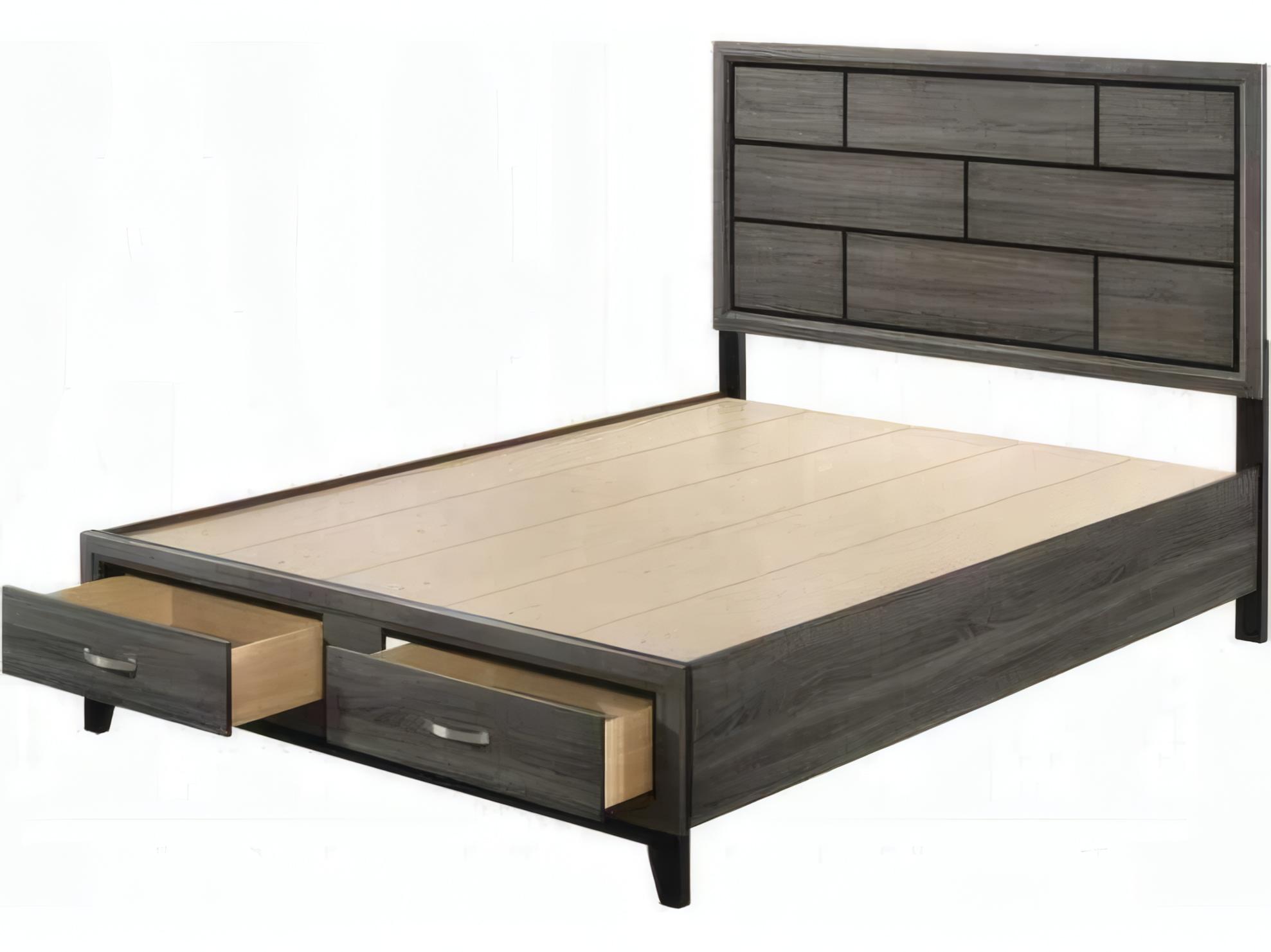 Acme Furniture Valdemar Weathered Gray Rubberwood Wood King Platform Bed