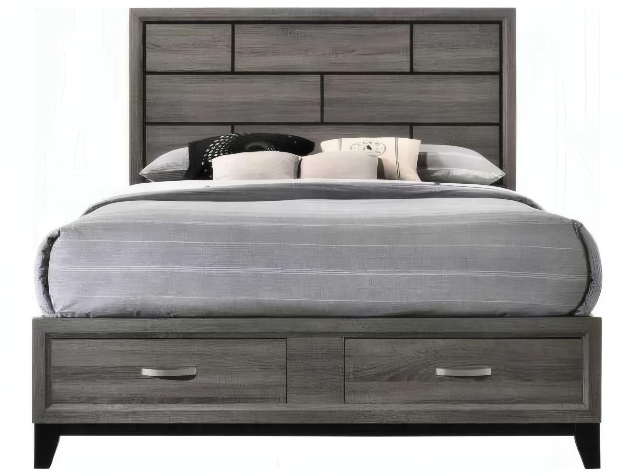 Acme Furniture Valdemar Weathered Gray Rubberwood Wood King Platform Bed