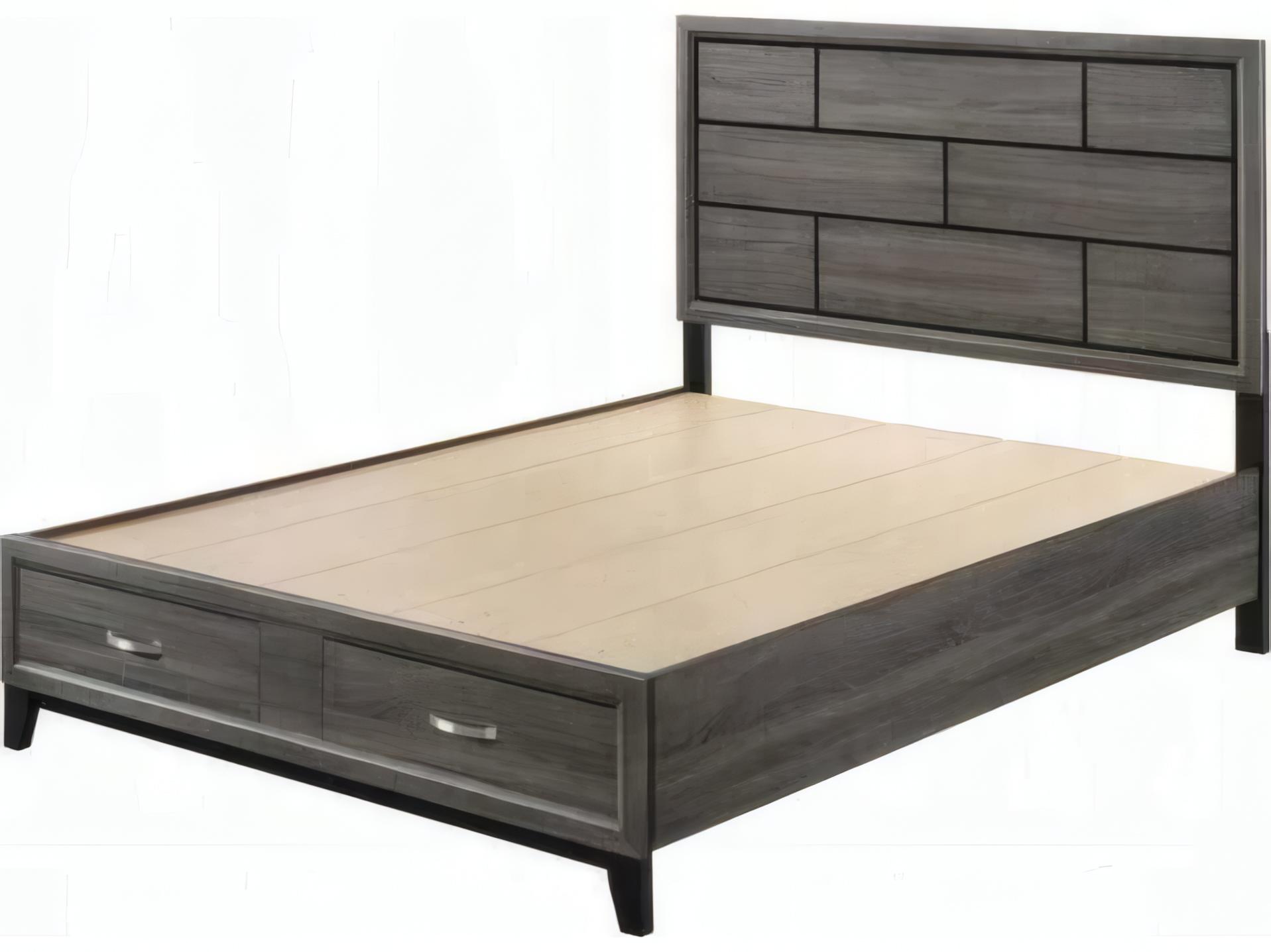 Acme Furniture Valdemar Weathered Gray Rubberwood Wood King Platform Bed