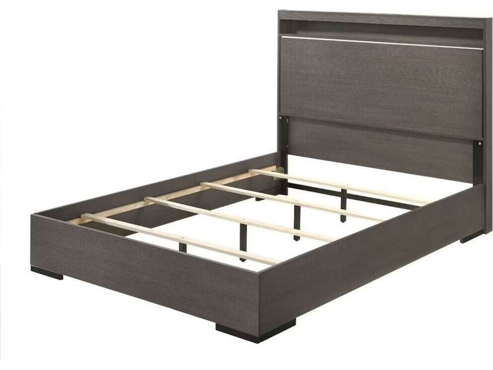 Acme Furniture Escher Led Gray Oak Wood King Platform Bed