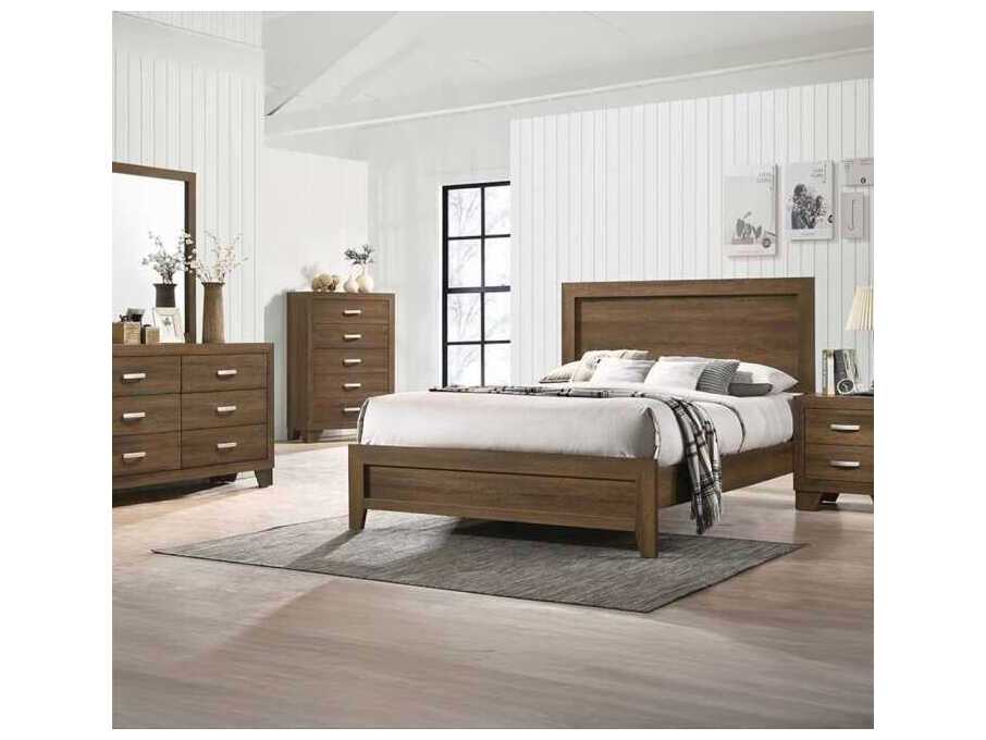 Acme Furniture Miquell Oak Brown Plywood Wood King Panel Bed