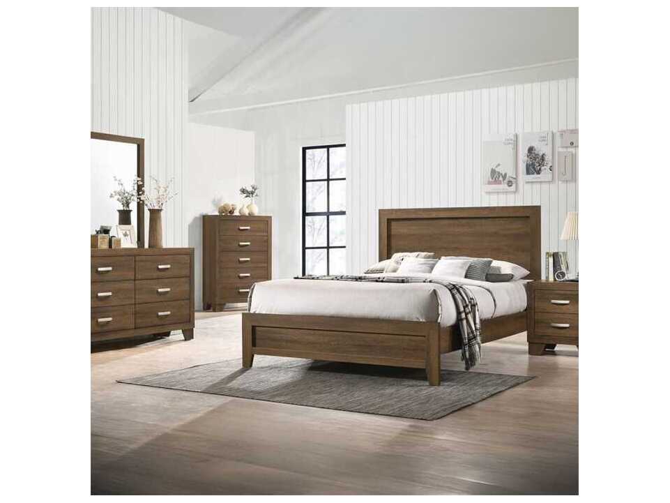Acme Furniture Miquell Oak Brown Wood Queen Panel Bed