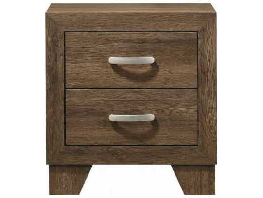 Acme Furniture Miquell 2-Drawers Brown Oak Wood Nightstand