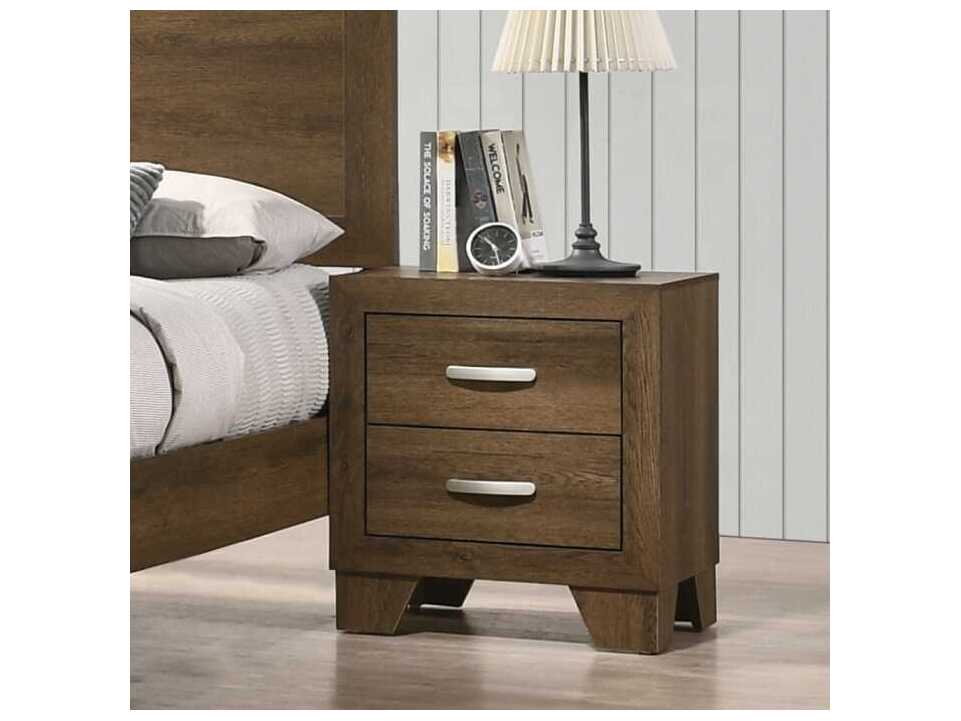 Acme Furniture Miquell 2-Drawers Brown Oak Wood Nightstand