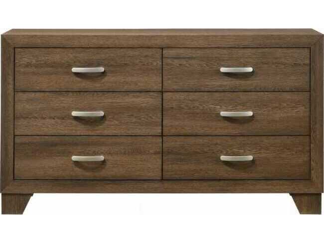 Acme Furniture Miquell 6-Drawers Brown Oak Wood Double Dresser