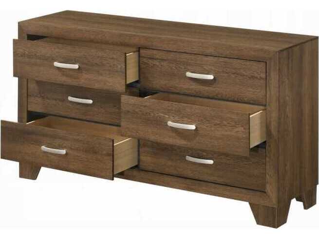 Acme Furniture Miquell 6-Drawers Brown Oak Wood Double Dresser