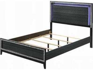 Acme Furniture Haiden Led Weathered Black Plywood Wood King Panel Bed
