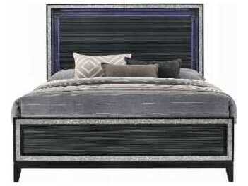 Acme Furniture Haiden Led Weathered Black Plywood Wood King Panel Bed