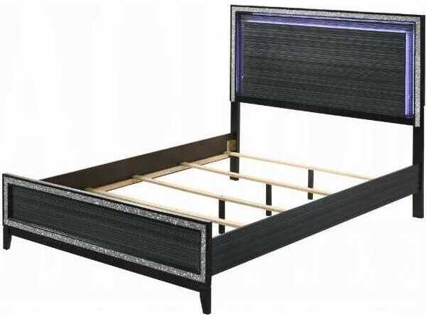 Acme Furniture Haiden Led Weathered Black Rubberwood Wood Queen Panel Bed