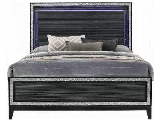 Acme Furniture Haiden Led Weathered Black Rubberwood Wood Queen Panel Bed