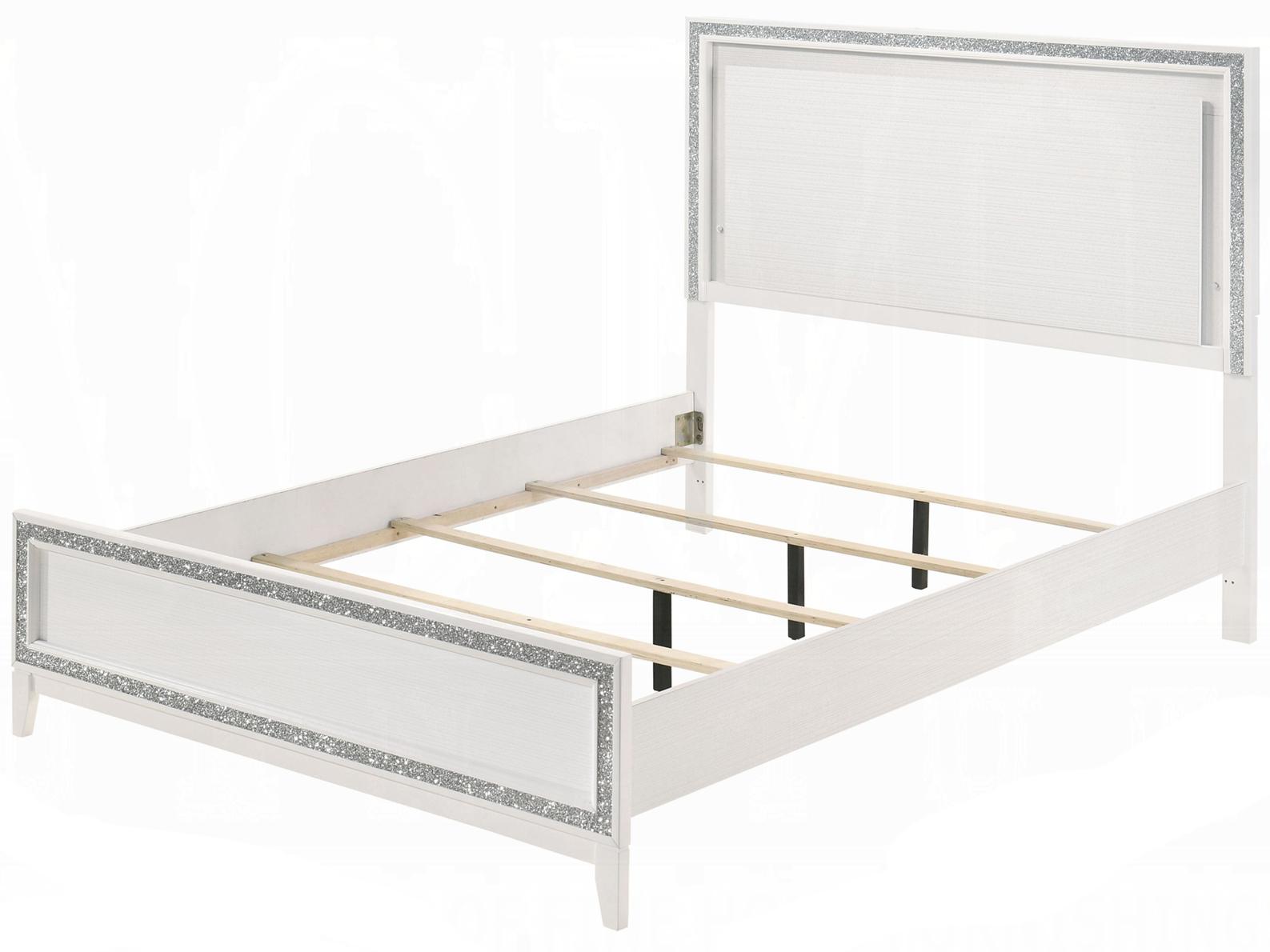Acme Furniture Haiden Led White Plywood Upholstered King Panel Bed
