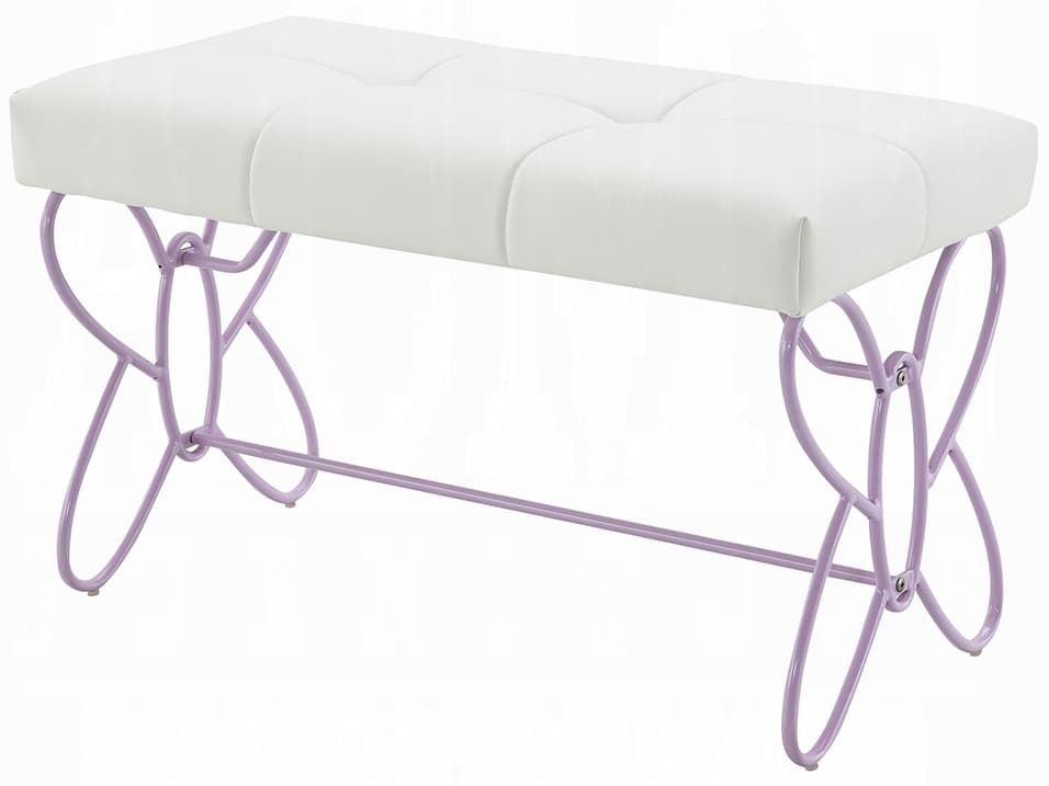 Acme Furniture White Light Purple Faux Leather Accent Bench
