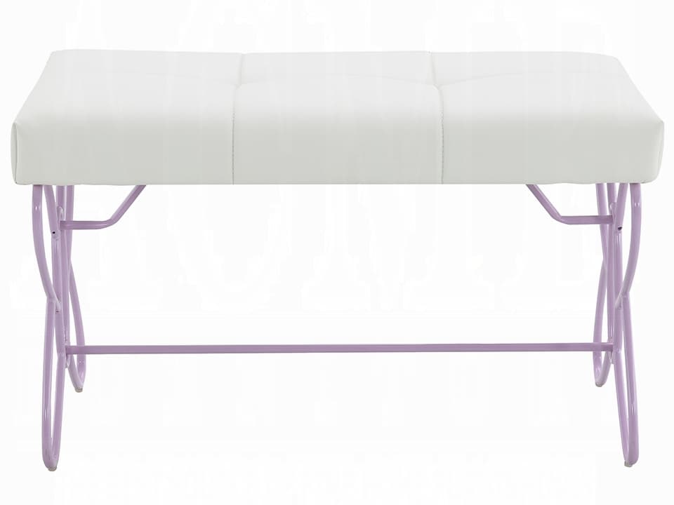 Acme Furniture White Light Purple Faux Leather Accent Bench