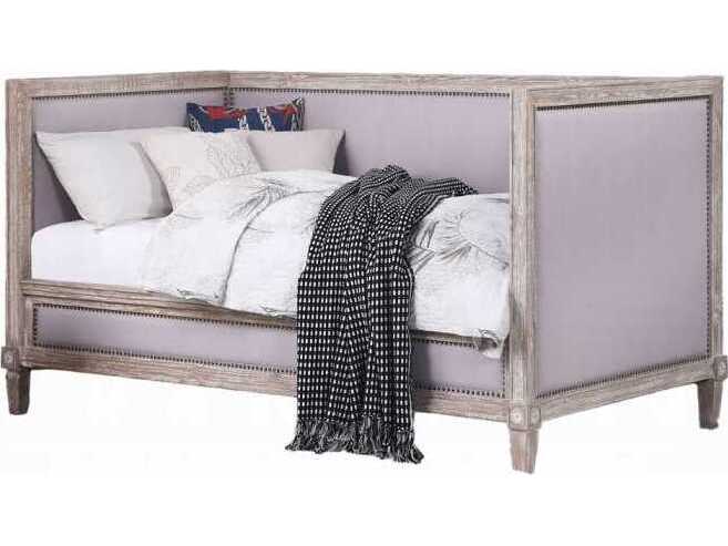 Acme Furniture Charlton Weathered Oak Beige Pine Wood Upholstered Twin Daybed Bed