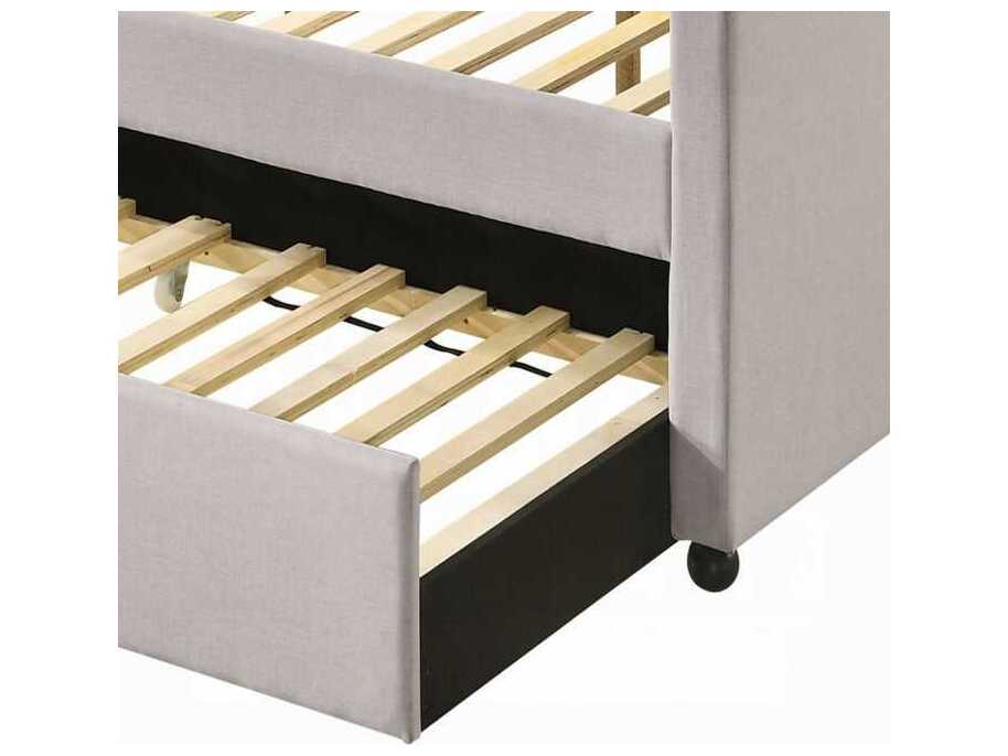 Acme Furniture Lianna Fog Fabric Gray Rubberwood Upholstered Full Daybed Bed