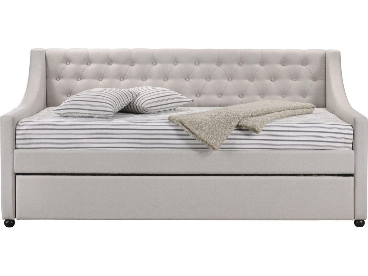 Acme Furniture Lianna Fog Fabric Gray Rubberwood Upholstered Twin Daybed Bed