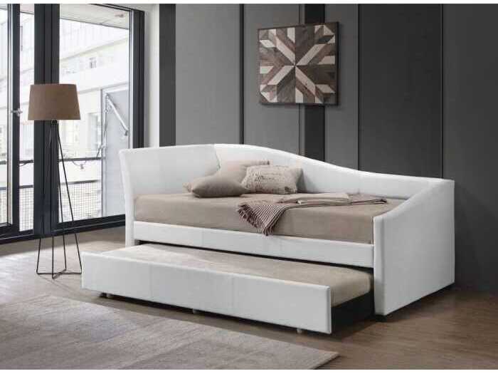 Acme Furniture Jedda White Synthetic Leather Rubberwood Twin Daybed Bed