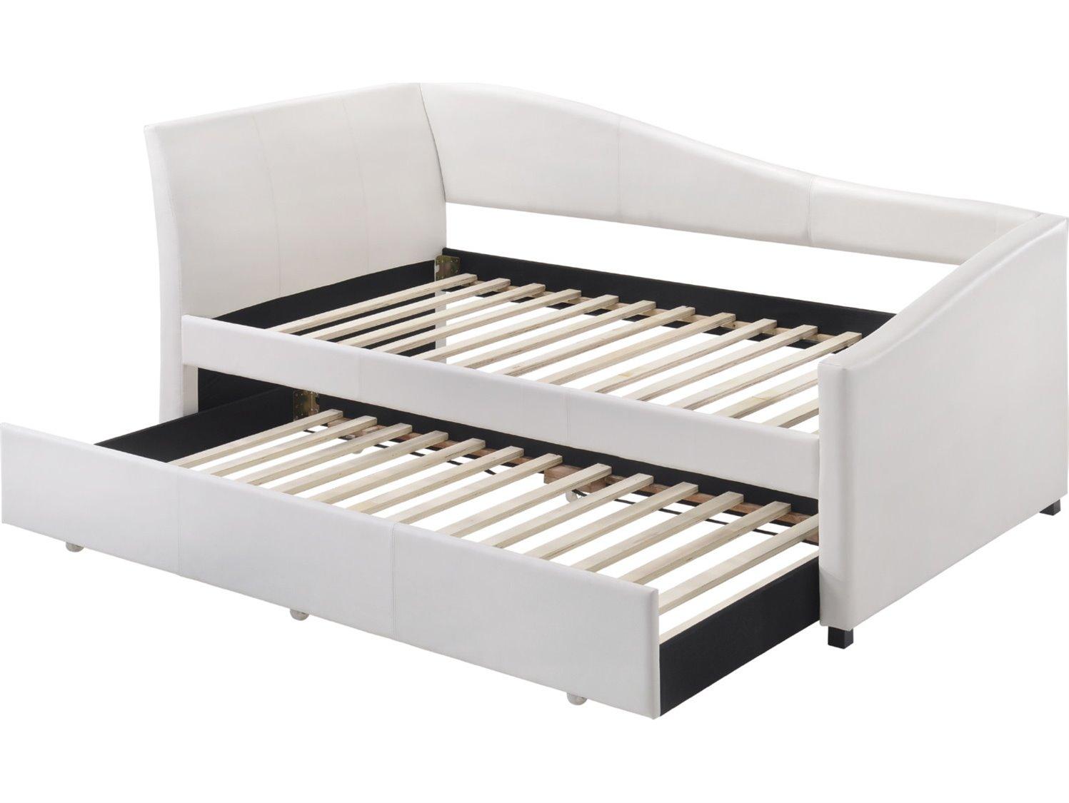 Acme Furniture Jedda White Synthetic Leather Rubberwood Twin Daybed Bed