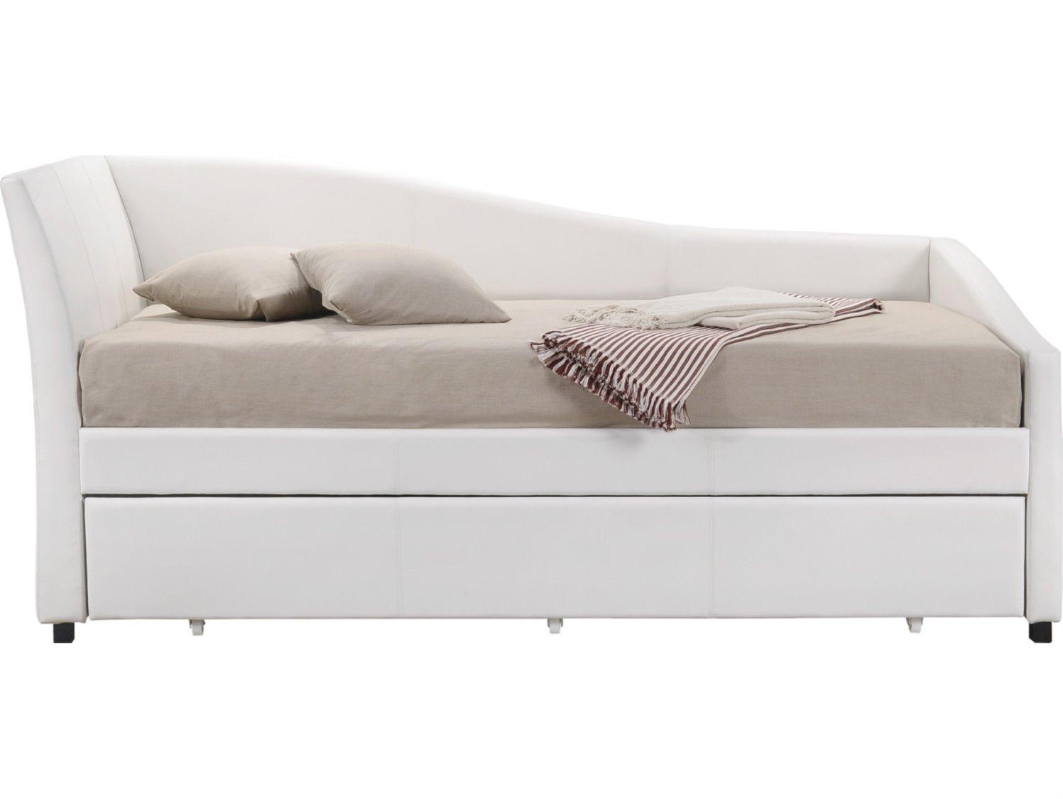 Acme Furniture Jedda White Synthetic Leather Rubberwood Twin Daybed Bed