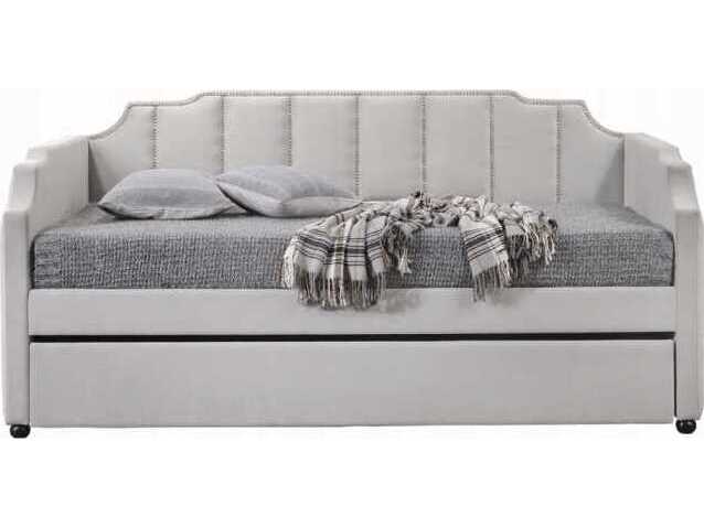 Acme Furniture Peridot Dove Gray Velvet Rubberwood Upholstered Twin Daybed Bed