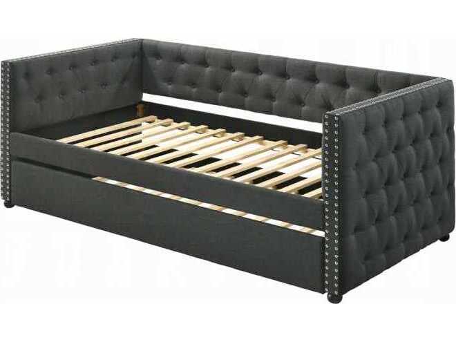 Acme Furniture Romona Gray Fabric Rubberwood Upholstered Twin Daybed Bed