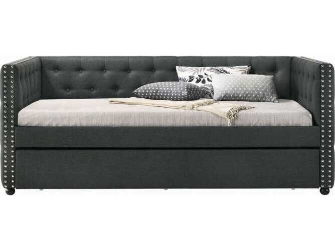 Acme Furniture Romona Gray Fabric Rubberwood Upholstered Twin Daybed Bed