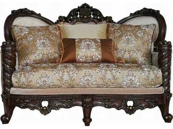 Acme Furniture Devayne Fabric Dark Walnut Beige Upholstered Loveseat