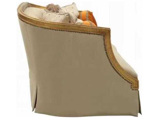 Acme Furniture Daesha Tan Flannel Antique Gold Beige Upholstered Loveseat