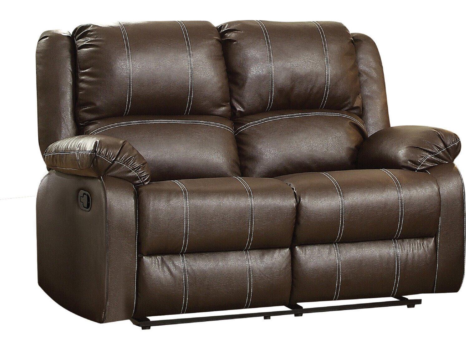 Acme Furniture Zuriel Brown Synthetic Leather Faux Loveseat