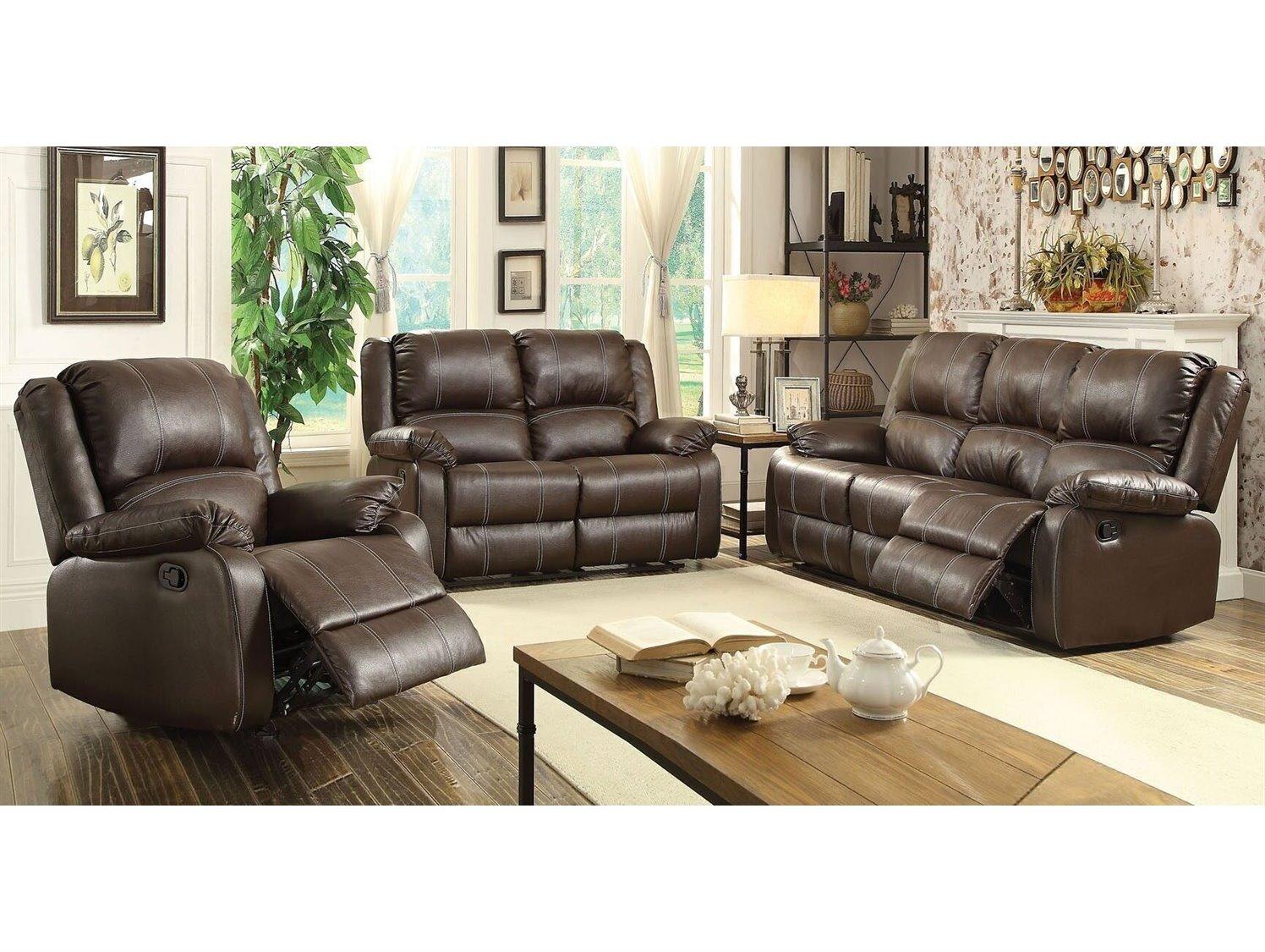 Acme Furniture Zuriel Brown Synthetic Leather Faux Loveseat