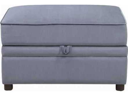 Acme Furniture Gray Velvet Upholstered Ottoman