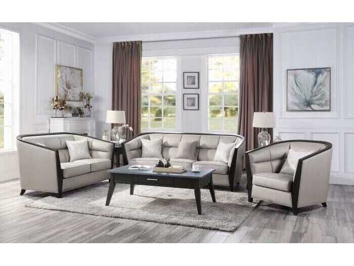 Acme Furniture Beige Fabric Upholstered Loveseat