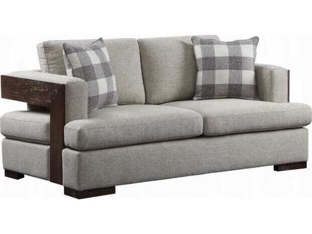 Acme Furniture Niamey Fabric Walnut Gray Upholstered Loveseat