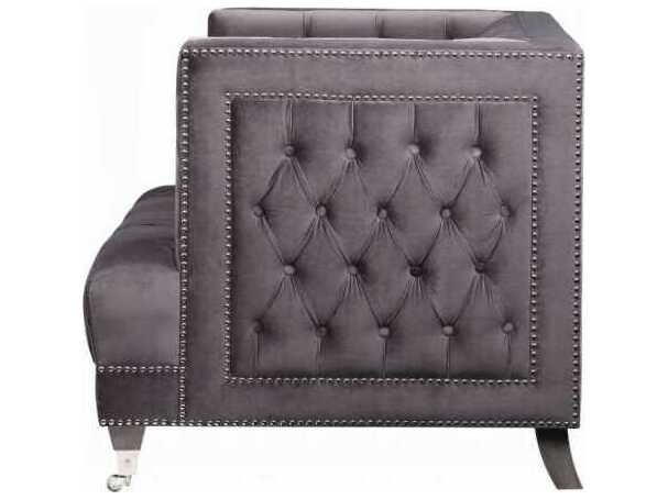 Acme Furniture Hegio Gray Velvet Upholstered Loveseat