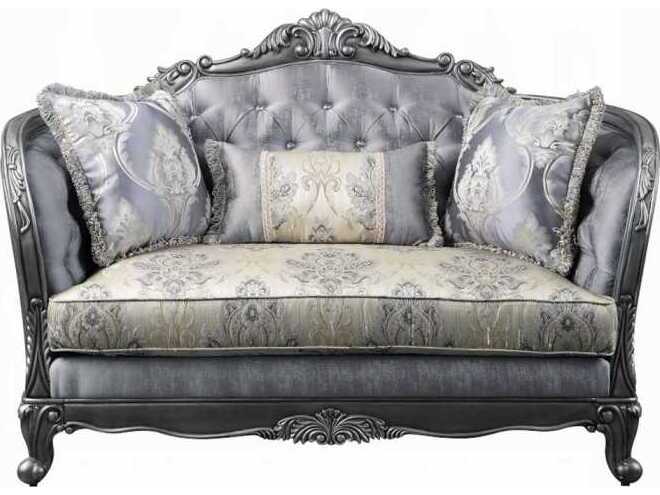 Acme Furniture Ariadne Fabric Platinum Gray Upholstered Loveseat