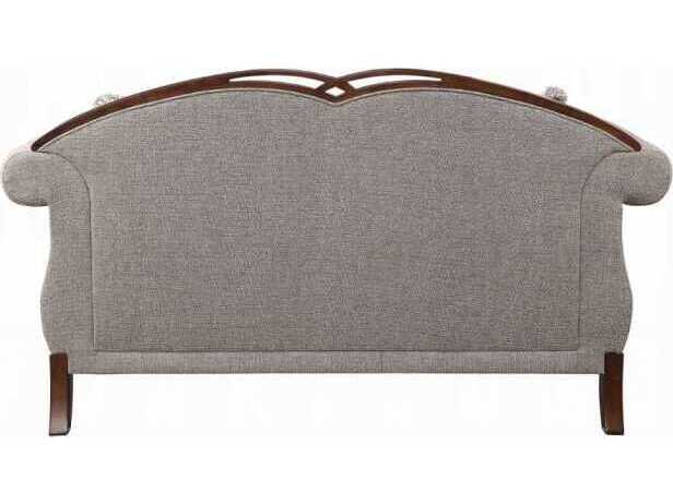 Acme Furniture Fabric Cherry Gray Upholstered Loveseat
