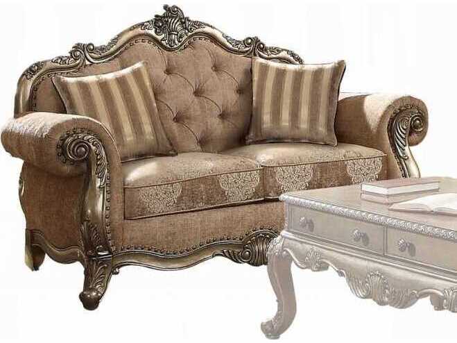 Acme Furniture Ragenardus Fabric Vintage Oak Beige Upholstered Loveseat