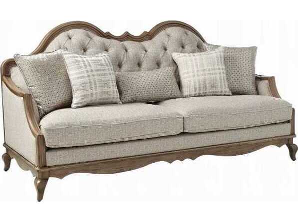 Acme Furniture Chelmsford Beige Fabric Antique Taupe Upholstered Sofa