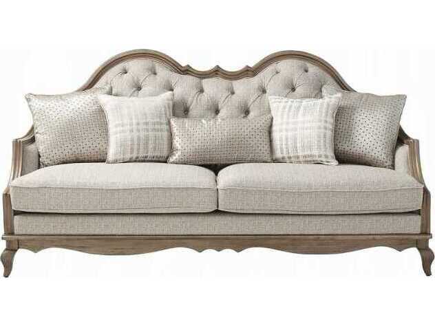 Acme Furniture Chelmsford Beige Fabric Antique Taupe Upholstered Sofa