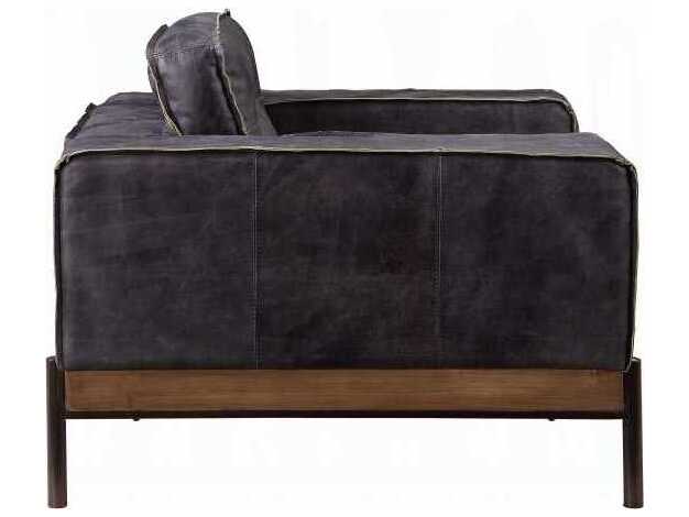 Acme Furniture Silchester Antique Ebony Black Leather Sofa