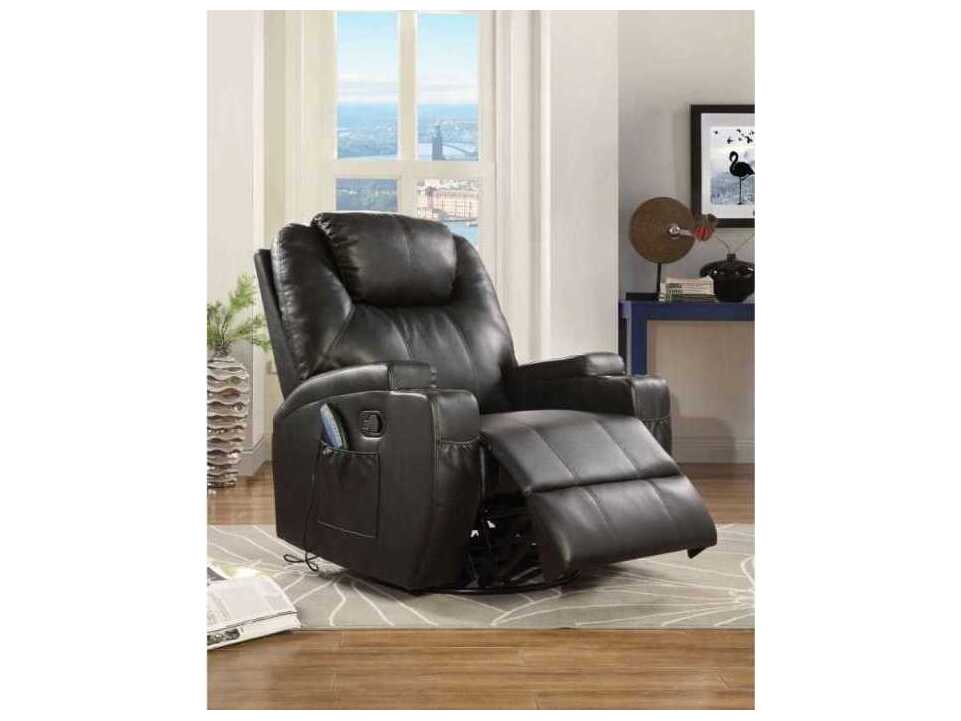 Acme Furniture Waterlily Swivel Black Faux Leather Chair
