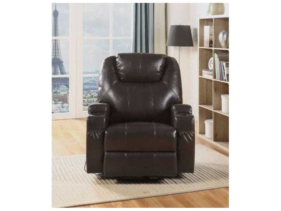 Acme Furniture Waterlily Swivel Brown Faux Leather Chair