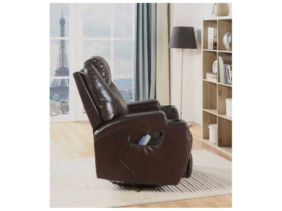 Acme Furniture Waterlily Swivel Brown Faux Leather Chair
