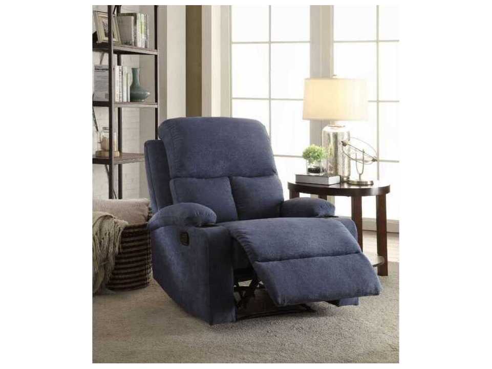 Acme Furniture Rosia Blue Velvet Upholstered Recliner